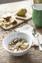 Breakfast Time - Muesli on a wooden Table
