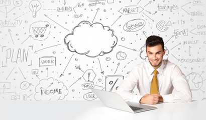Business man with business concept background