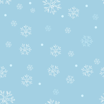 Vector Seamless Winter Pattern Backround of Snowflakes