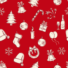 Vector Seamless New Year and Christmas Pattern