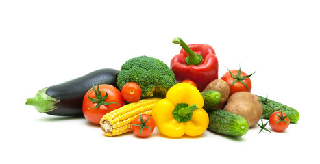 fresh vegetables isolated on white background close up.