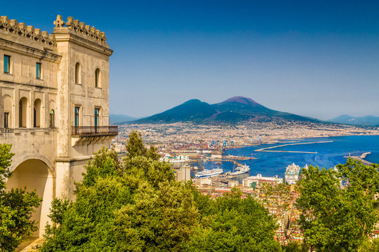 City of Naples with Mt Vesuvius, Campania, Italy