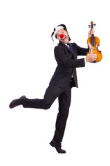 Obraz premium Funny clown businessman isolated on the white background