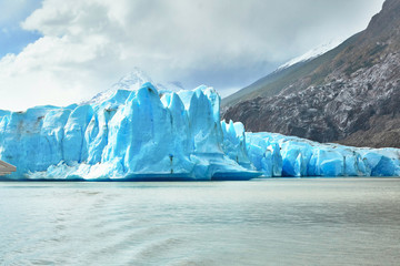 Blue icebergs at Grey Glacier in Torres del Paine