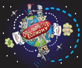 World collaborative economy illustration