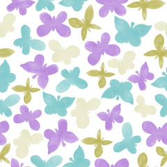 watercolor seamless pattern with butterflies