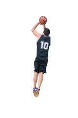 basketball player making a jump shot on white © Gabriele Maltinti