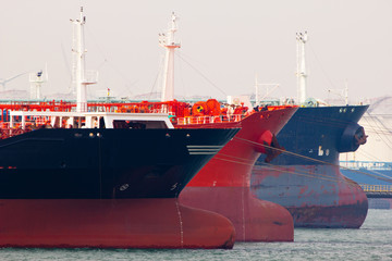 Oil-tankers docking in Rotterdam, Holland