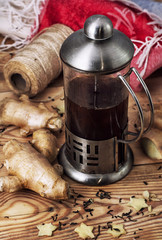 brewed tea with ginger root