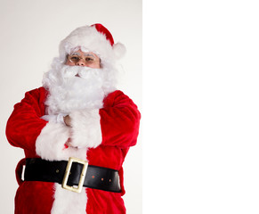 Santa Claus with blank board for text