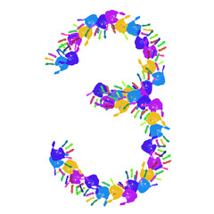 Conceptual children hand print font isolated