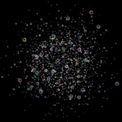 Abstract pattern with glowing colorful rings on a black