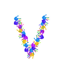 Conceptual children hand print font isolated