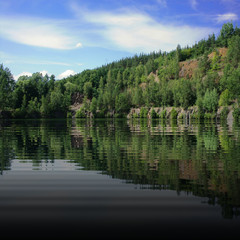 Obraz premium Trees reflecting in the dark lake