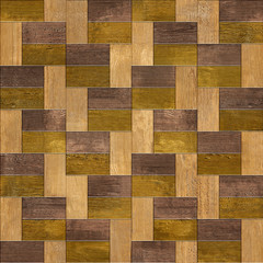 Wooden rectangular parquet stacked for seamless background.