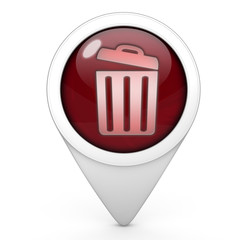 trash can pointer icon on white background