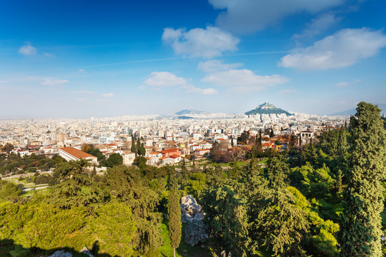 City from Acropolis in Athens, Greece