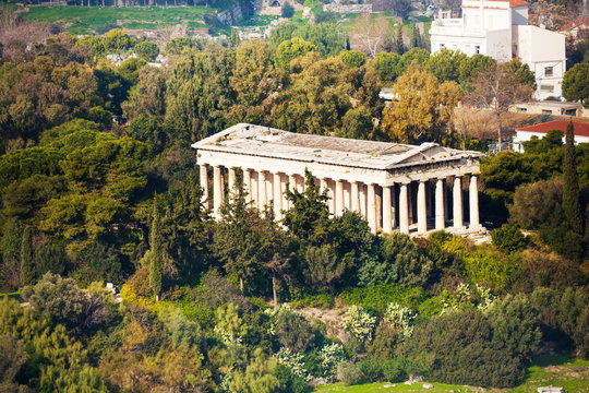 Temple of Hephaestus view from top in Athens