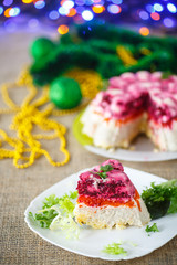 Traditional herring under boiled vegetables