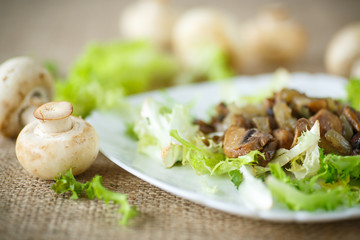 warm salad with mushrooms