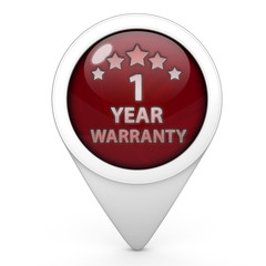 One year warranty pointer icon on white background