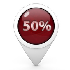 Fivety percent pointer icon on white background