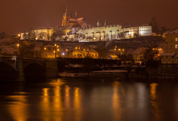 Night view on the Prague castle, Czech republic