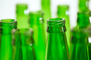 Composition with Ten Green Beer Bottles.