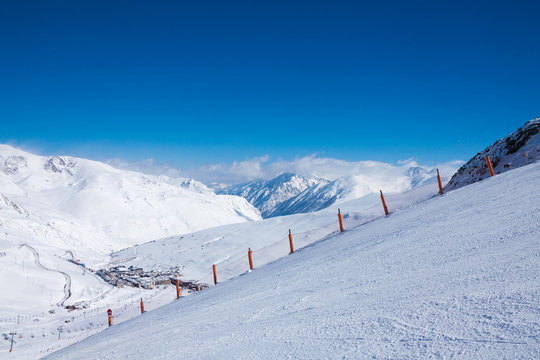 Ski piste for ski in mountains