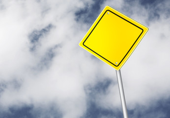 Safety road sign over cloudy sky
