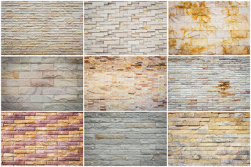 Set of Natural stone wall texture for background