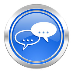 forum icon, blue button, chat symbol, bubble sign