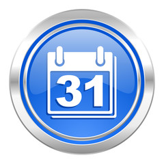 calendar icon, blue button, organizer sign, agenda symbol