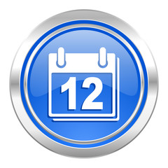 calendar icon, blue button, organizer sign, agenda symbol