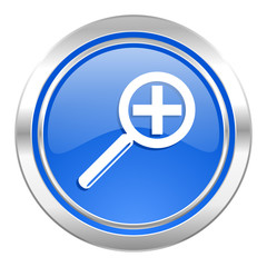 lens icon, blue button