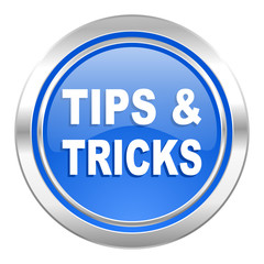 tips tricks icon, blue button