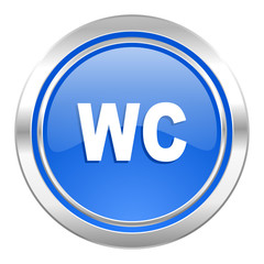 toilet icon, blue button, wc sign