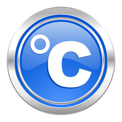 celsius icon, blue button, temperature unit sign