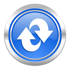 rotation icon, blue button, refresh sign