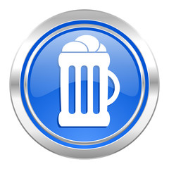 beer icon, blue button, mug sign
