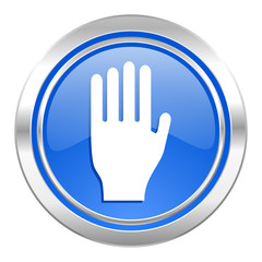 Obraz premium stop icon, blue button, hand sign
