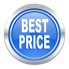 best price icon, blue button