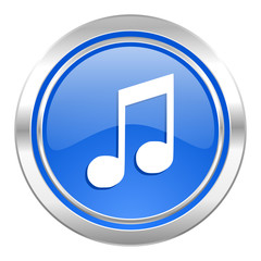 music icon, blue button, note sign