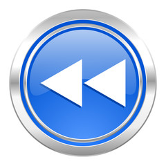 rewind icon, blue button