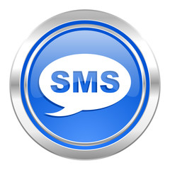 sms icon, blue button, message sign