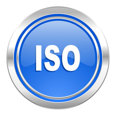 iso icon, blue button