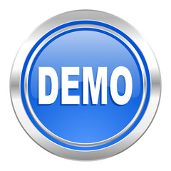 demo icon, blue button