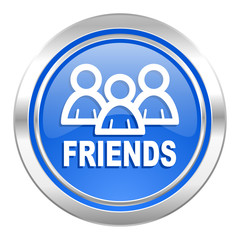 friends icon, blue button