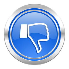 dislike icon, blue button, thumb down sign