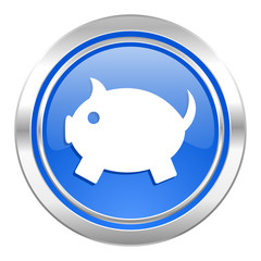 piggy bank icon, blue button